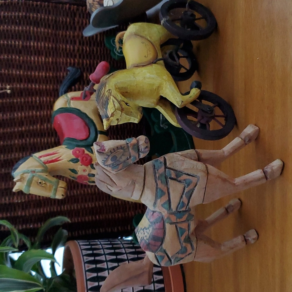 Bundle of 3 Vintage Wooden Horses